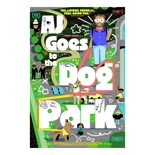 AJ Goes To The Dog Park Signed Poster (Dir. Toby Jones & more)